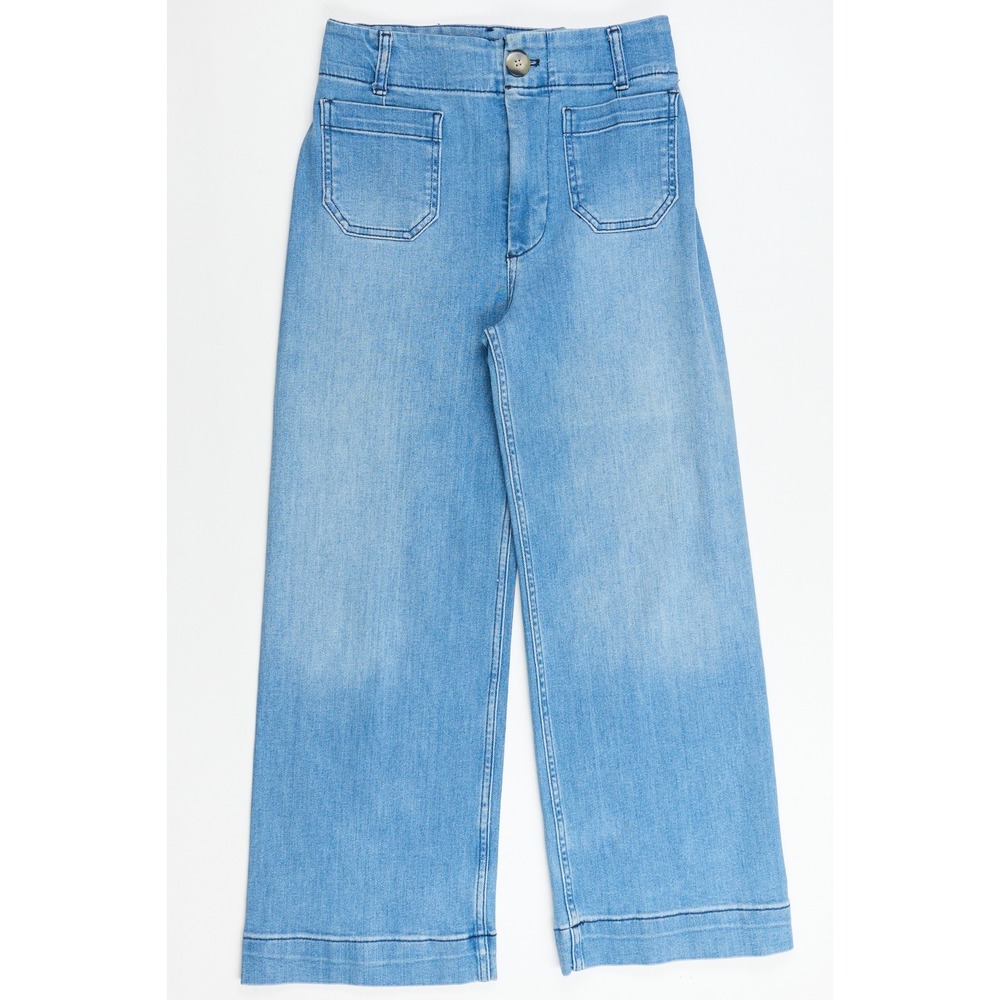 Pilcro and the Letterpress Wide Leg Jeans Women 27 Light Blue Excellent Patch